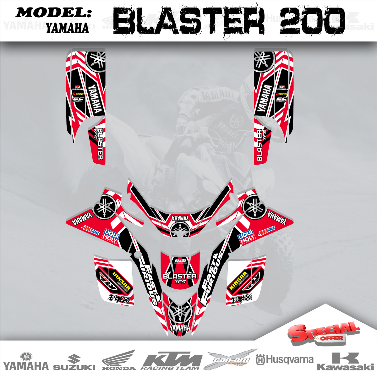 Graphics Kits Decals Stickers Kit 4 Yamaha Blaster Yfs200 Yfs 200 1988