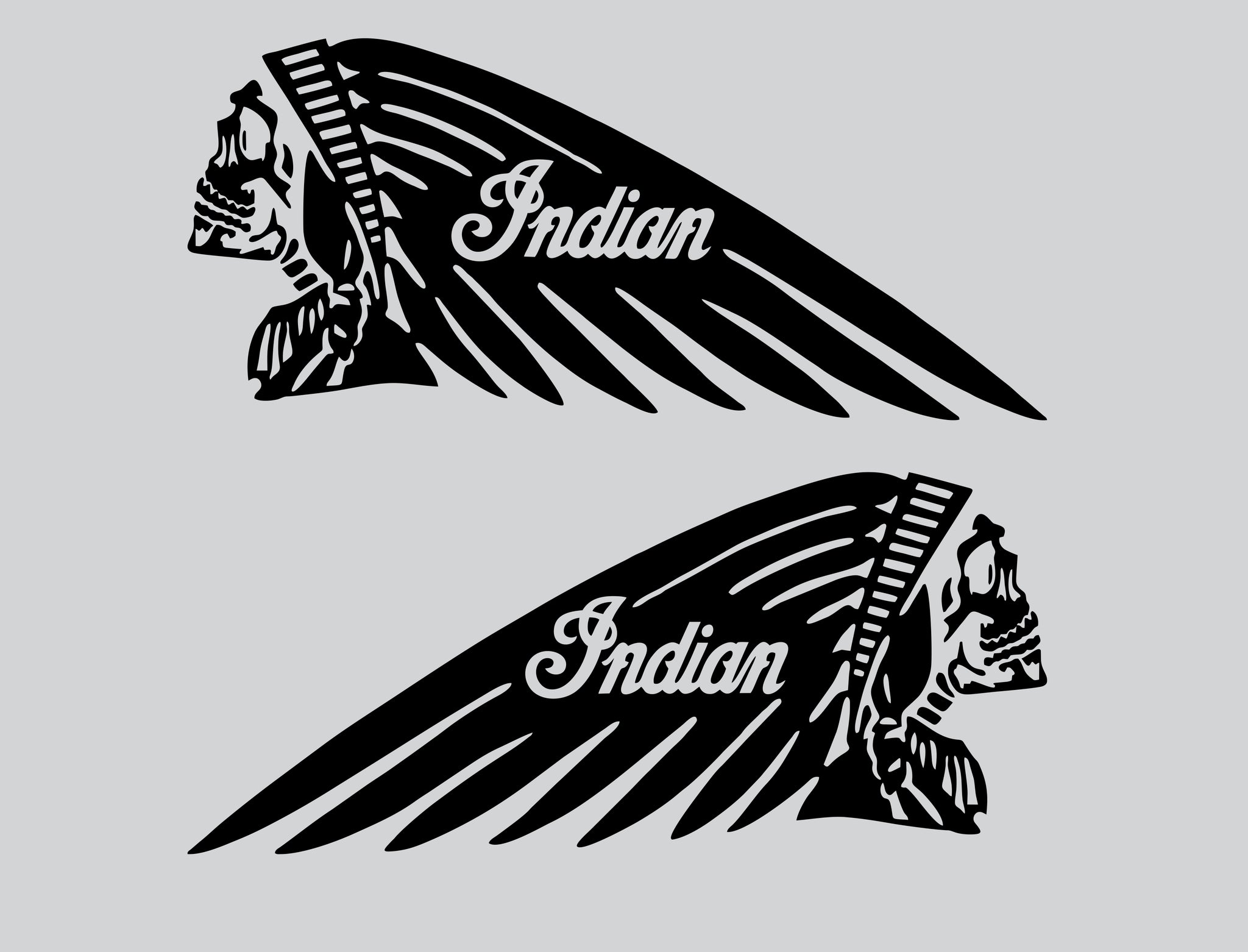 SKULL Vinyl decal sticker LEFT & RIGHT 4x9inch 4 Indian FTR