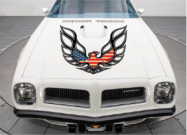 42" X 42" Firebird  Car Hood Graphic Decal Sticker For Pontiac Trans Am USA FLAG