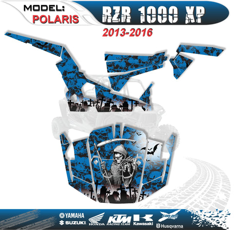 Graphics Kits Decals Stickers Reaper Blue 4 Polaris RZR 1000 XP 1000XP 13-16