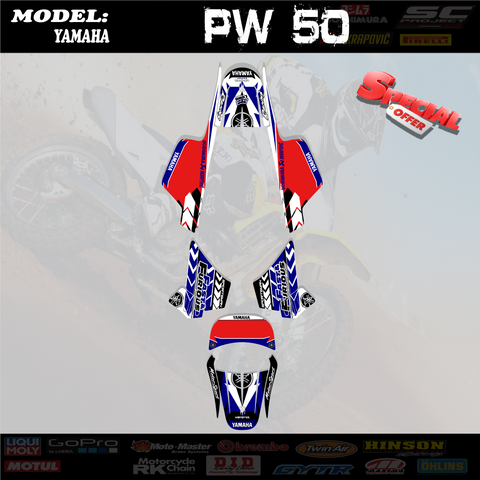 GRAPHICS KIT DECALS STICKERS BLine Red 4  Yamaha PW50 1990-2021 PW-50 PW 50