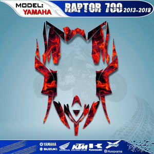 3M Graphics Kits Flame Red Decals Stickers For Yamaha Raptor 700 2013-2018