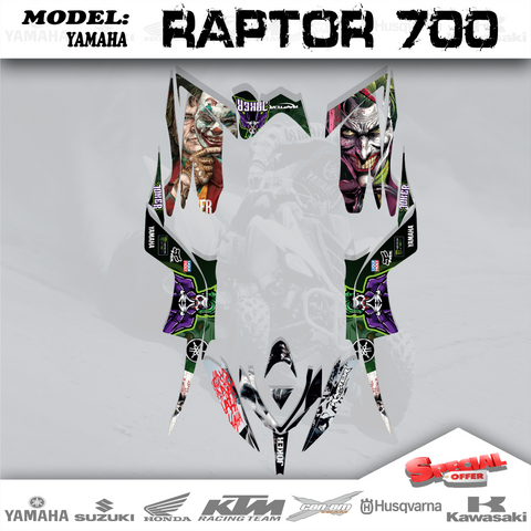 Graphics Kits 3M Decals Stickers 4 Yamaha Raptor 700 2013-2019 Nice Joker Design