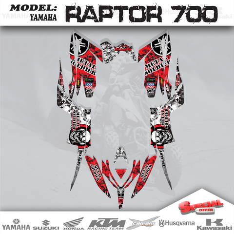 Graphics Kits 3M Decals Stickers 4 Yamaha Raptor 700 2013-2018 METAL SOLIDIER