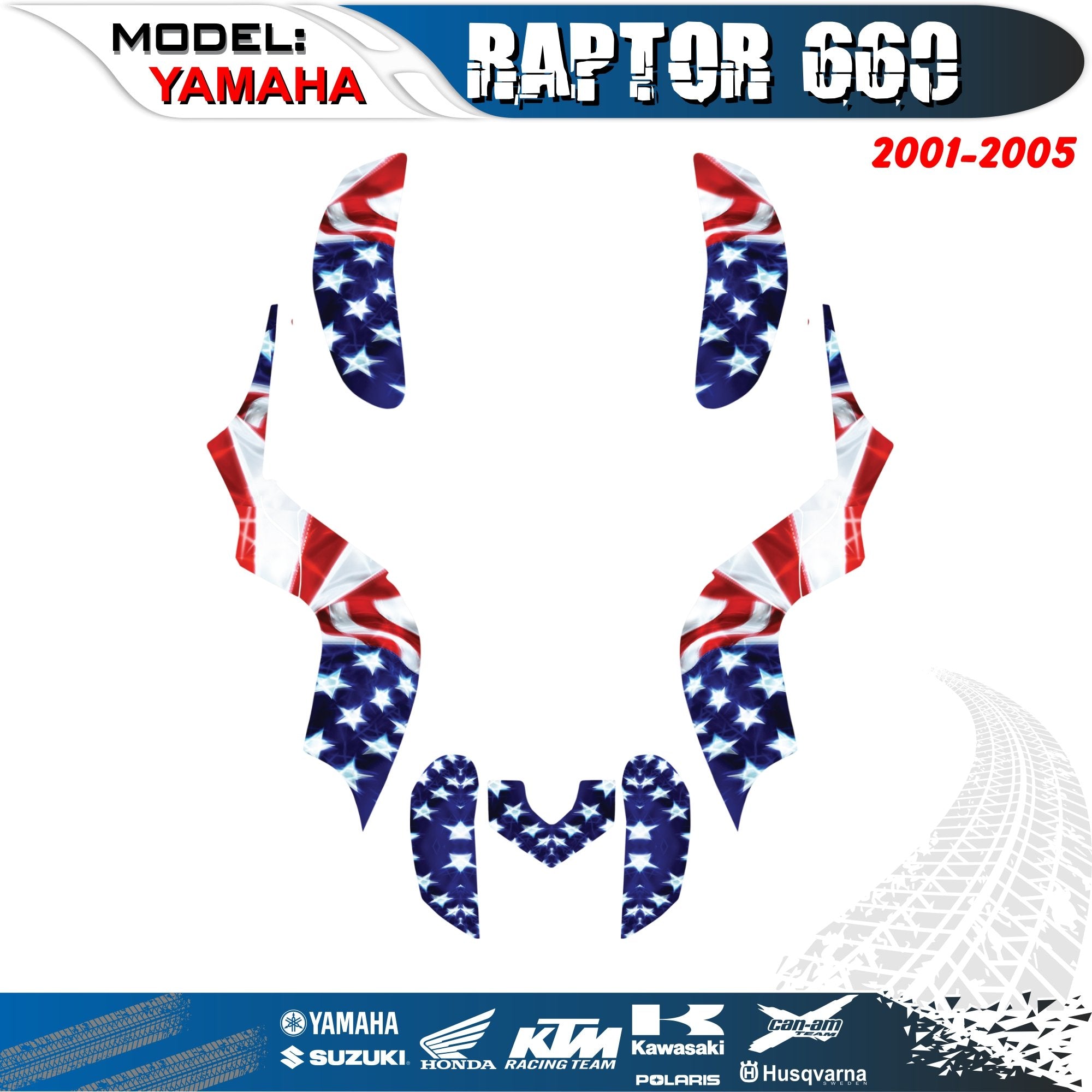 ATV Graphic Kits Decals Stickers Kit US FLAG 4 Yamaha Raptor 660 660R 01-05