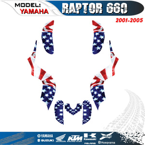 ATV Graphic Kits Decals Stickers Kit US FLAG 4 Yamaha Raptor 660 660R 01-05