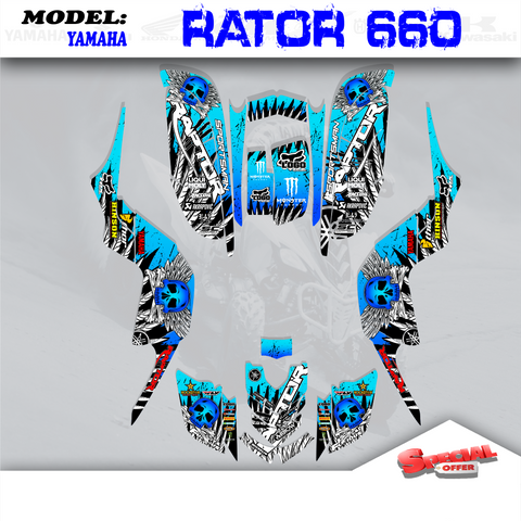 ATV Graphic Kits Decals Stickers Kit Skull 4 Yamaha Raptor 660 2001-2005