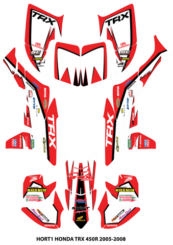 ATV Graphics Kits Decals Stickers Racing Team Red 4 Honda TRX 450R  2005-2008