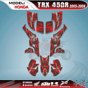 ATV Graphics Kits Decals Stickers Red 4 Honda TRX 450R 2005-2008