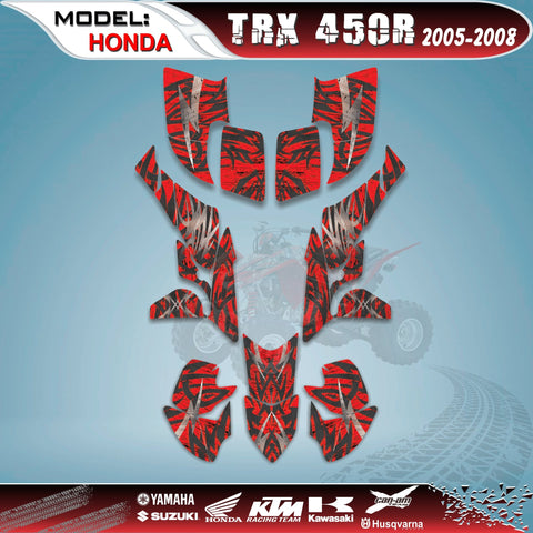 ATV Graphics Kits Decals Stickers Red 4 Honda TRX 450R 2005-2008
