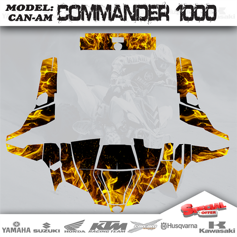 3M UTV Graphics Kits Decal Decals Stickers Flame 4 Can Am Commander 1000 2011-16
