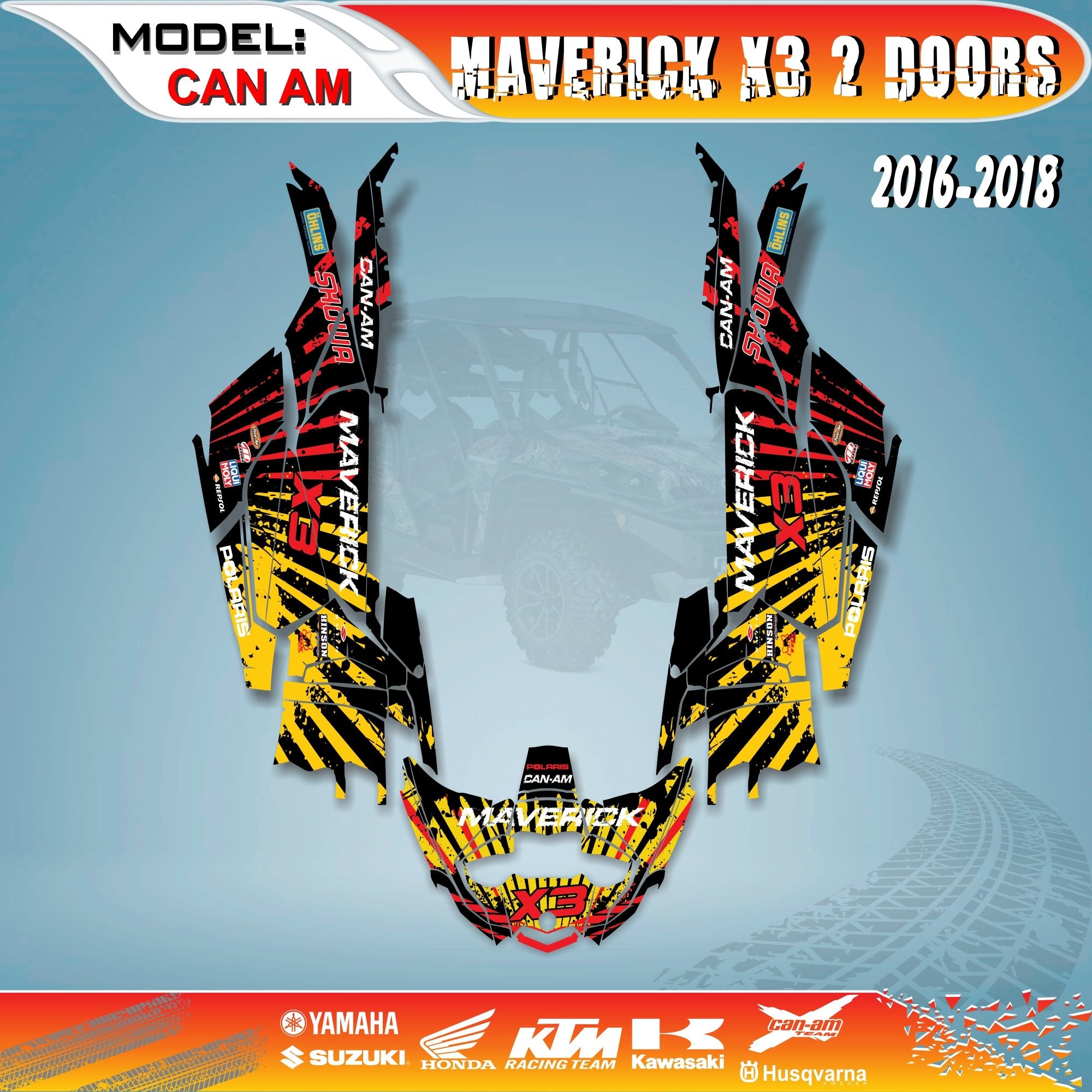 UTV Graphics Kits  Decal Decals Paint Stain 4 Can am Maverick X3 (2 DOORS) 16-18