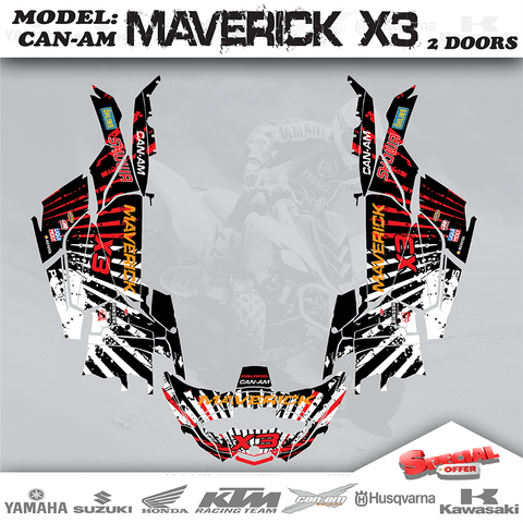 UTV Graphics Kits Decals Paint Stain 4 Can am Maverick X3 (2 DOORS) 2016-18