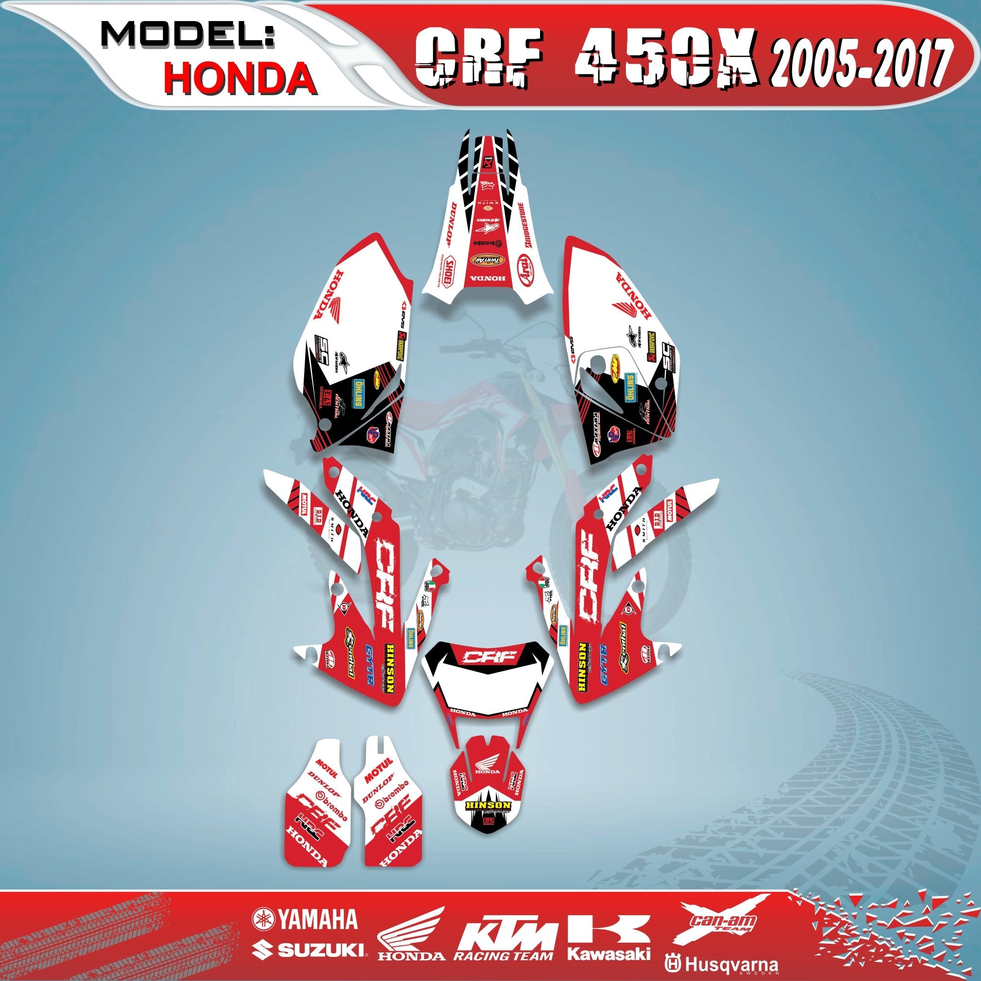 Graphics Kits  Decal Decals Stickers Race Team 4 Honda CRF 450X CRF450X 2005- 17