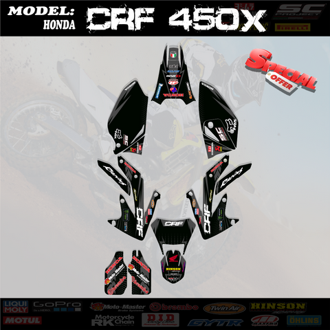 Graphics Kits Decals Stickers Race Team Black 4 Honda CRF 450X CRF450X 2005-2017