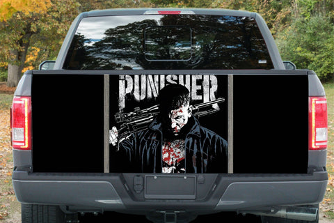 MAN WITH GUN PUNISHER Tailgate  Wrap Vinyl Graphic Decals Sticker LAMINATED