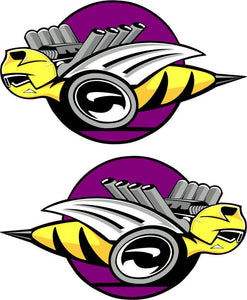 Purple Large Right & Left 9" Decals Each  Rumble Bee