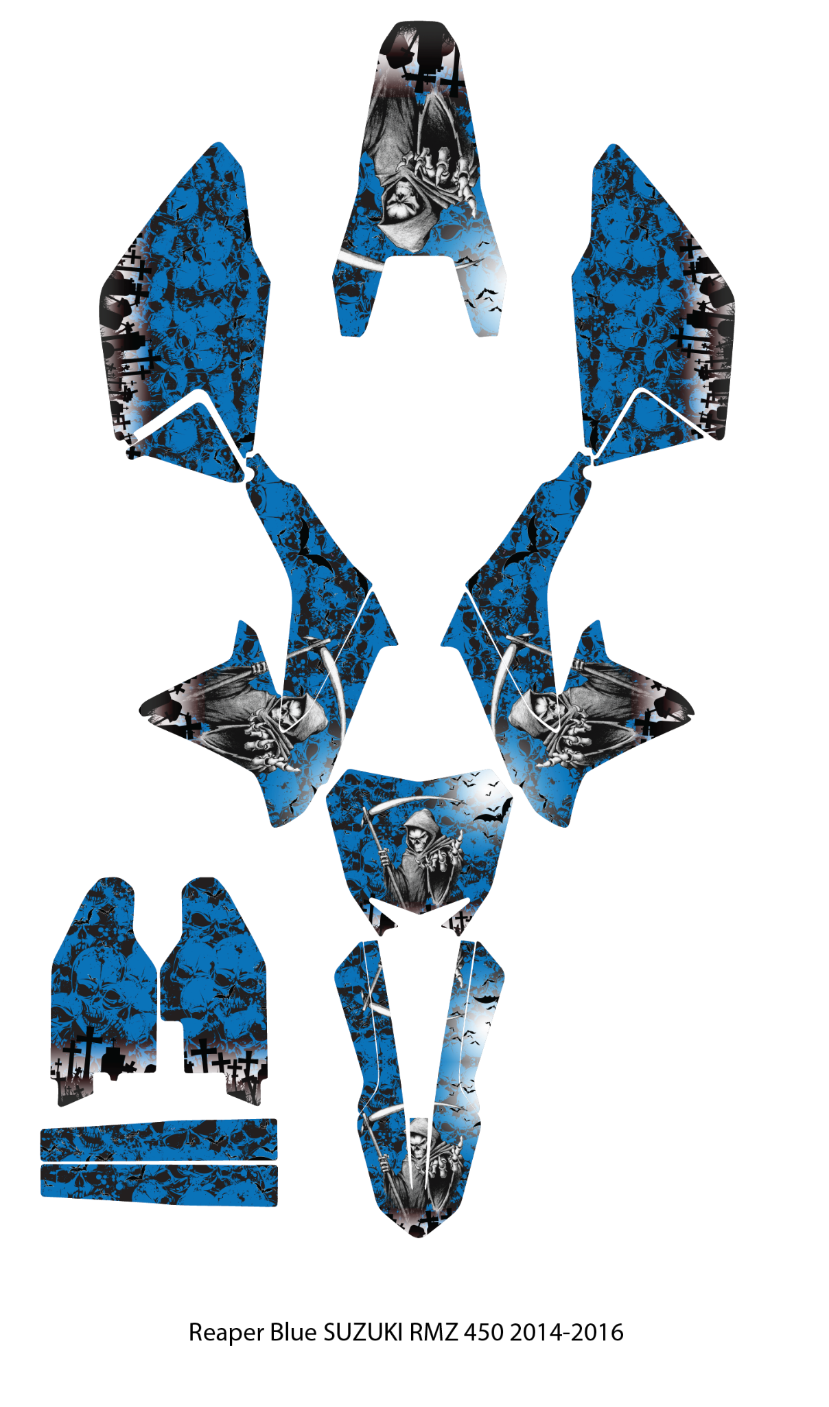 Graphics Kits Decals Stickers REAPER BLUE FOR Suzuki RMZ450 RMZ 450 2008-2017