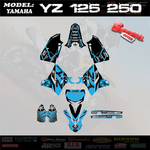 Graphics Kits Decals Stickers Blue For Yamaha YZ 125 250 YZ125 YZ250 2015-2019