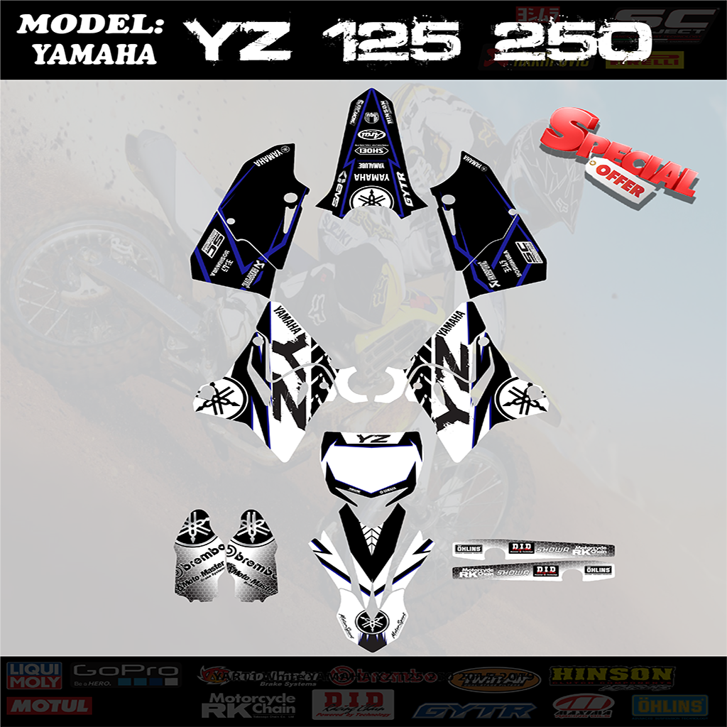 Graphics Kits Decals Stickers For Yamaha YZ 125 250 YZ125 YZ250 2015-2019