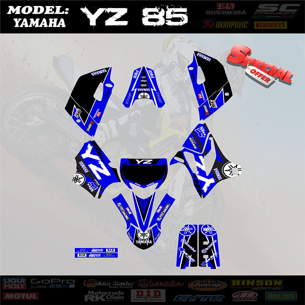 Graphics Kits  Decal Decals Stickers Blue For Yamaha YZ85 YZ 85 2015-2018