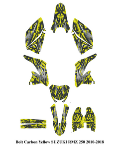 Bolt carbon Graphics Kits Decals Stickers 4 Suzuki RMZ250 RMZ 250 2010 -2018