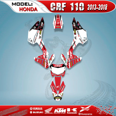 Graphics Kits  Decal Decals Stickers Racing Team 4 Honda CRF 110 CRF110 2013- 18