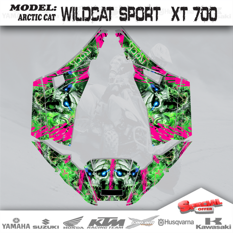 3M UTV Graphics Kits Decals Stickers Skull 4 Arctic Cat Wildcat Sport 2015-2019
