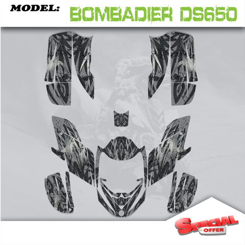 ATV Graphics Kits Decals Stickers Gray Fit Can Am Bombardier DS650 2008-2015