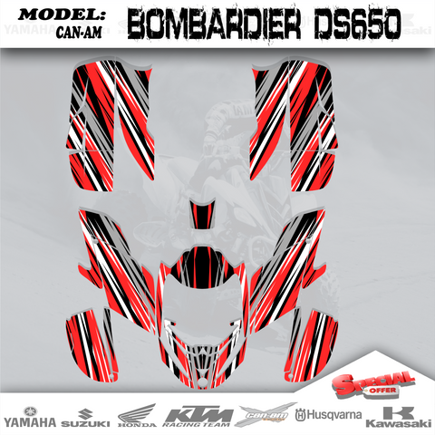 ATV Graphics Kits Decals Stickers Bline Red 4  Can Am Bombardier DS650 2008-2015