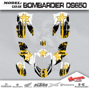 ATV Graphics Kits Decals Stick Carbon Stain Star 4 Can Am Bombardier DS650 08-15