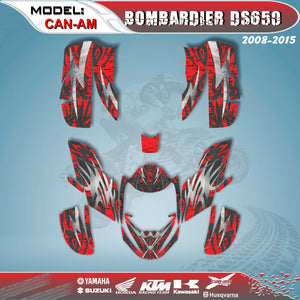 ATV Graphics Kits Decal Decals Stickers Red 4 Can Am Bombardier DS650 2008-2015