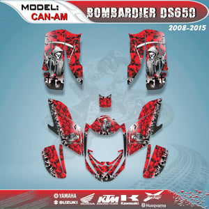 ATV Graphics Kits Decals Stickers Reaper Red 4 Can Am Bombardier DS650 2008-15