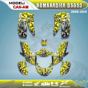 ATV Graphics Kits Decals Stickers Reaper Yellow  Can Am Bombardier DS650 2008-15