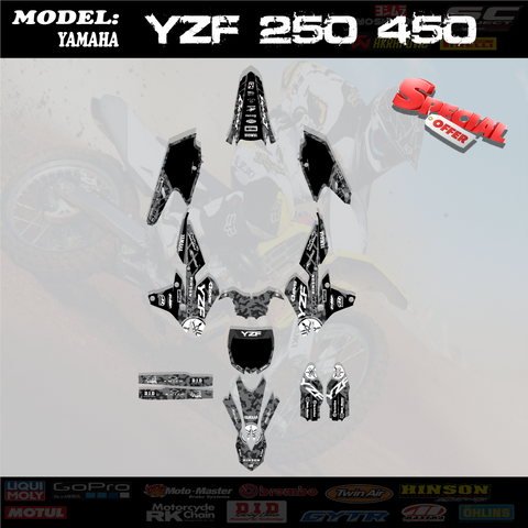 Graphics Kits Decals Black 4 Yamaha YZF 250 450 YZ 250F 450F 2014-17
