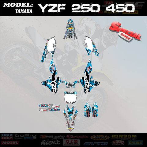 Graphics Kits Decals LightBlue Race team 4 Yamaha YZF 250 450 YZ 250F 450F 14-17