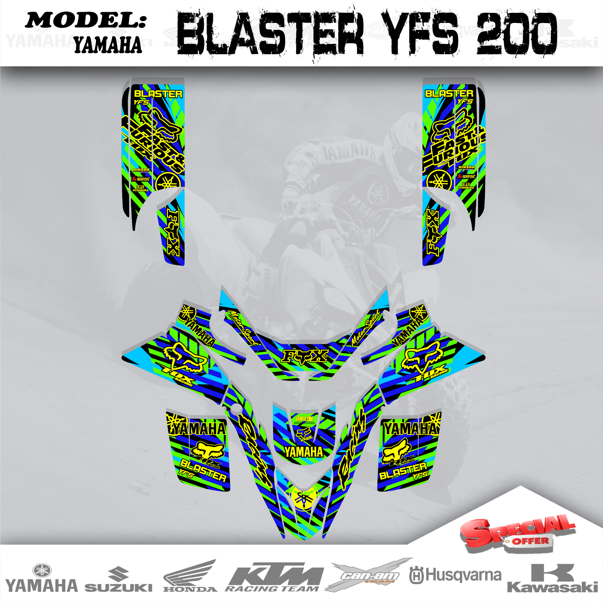 Graphics Kits Decals Stickers 4 YAMAHA BLASTER YFS 200 1988-2006