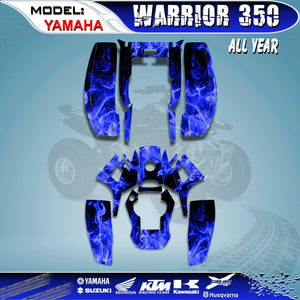 Graphics Kits Decals Stickers Flame Blue 4 YAMAHA WARRIOR 350 ALL YEAR