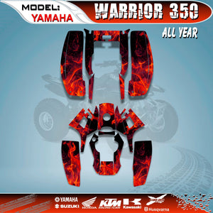 Graphics Kits Decals Stickers Flame Red 4 YAMAHA WARRIOR 350 ALL YEAR