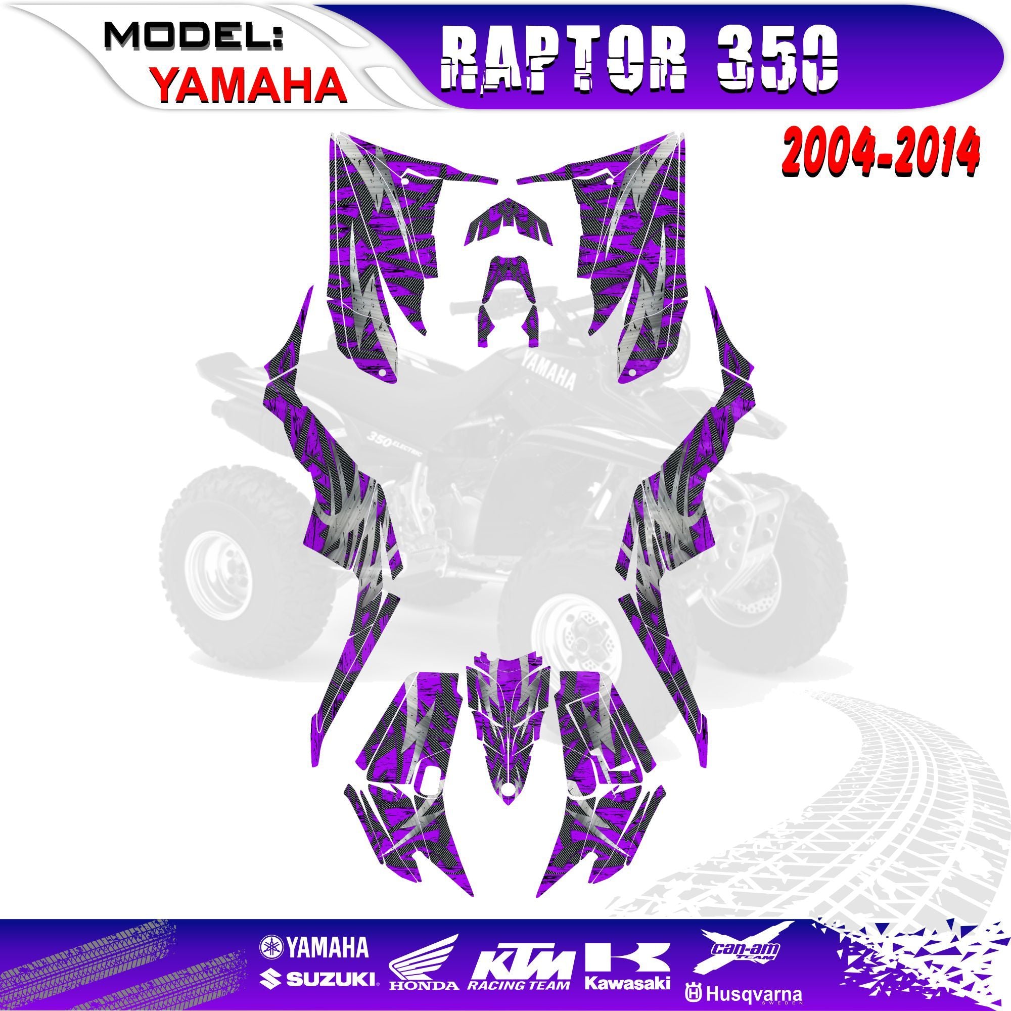 Graphics Kits Decals Stickers PURPLE 4 YAMAHA RAPTOR 350 2004-2014