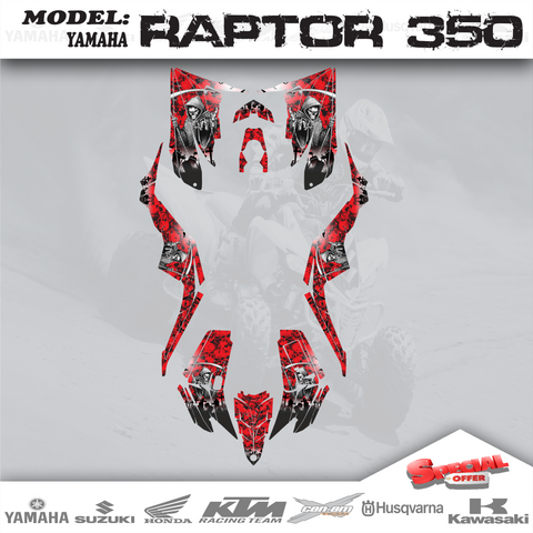 Graphics Kits Decals Stickers Reaper Red 4 YAMAHA RAPTOR 350 2004-2014