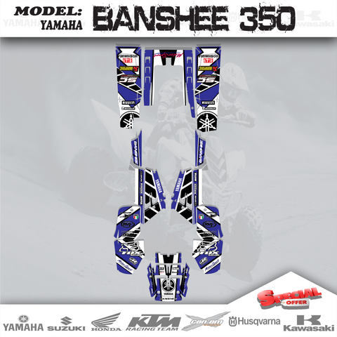 Graphics Kits Decals Stickers Racing Team Blue 4 YAMAHA RAPTOR 350 2004-2014