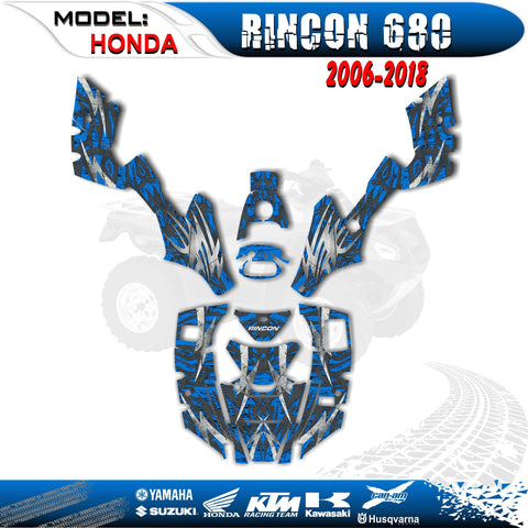 ATV Graphics Kits Decals Stickers Blue 4 HONDA RINCON 680 2006-2018