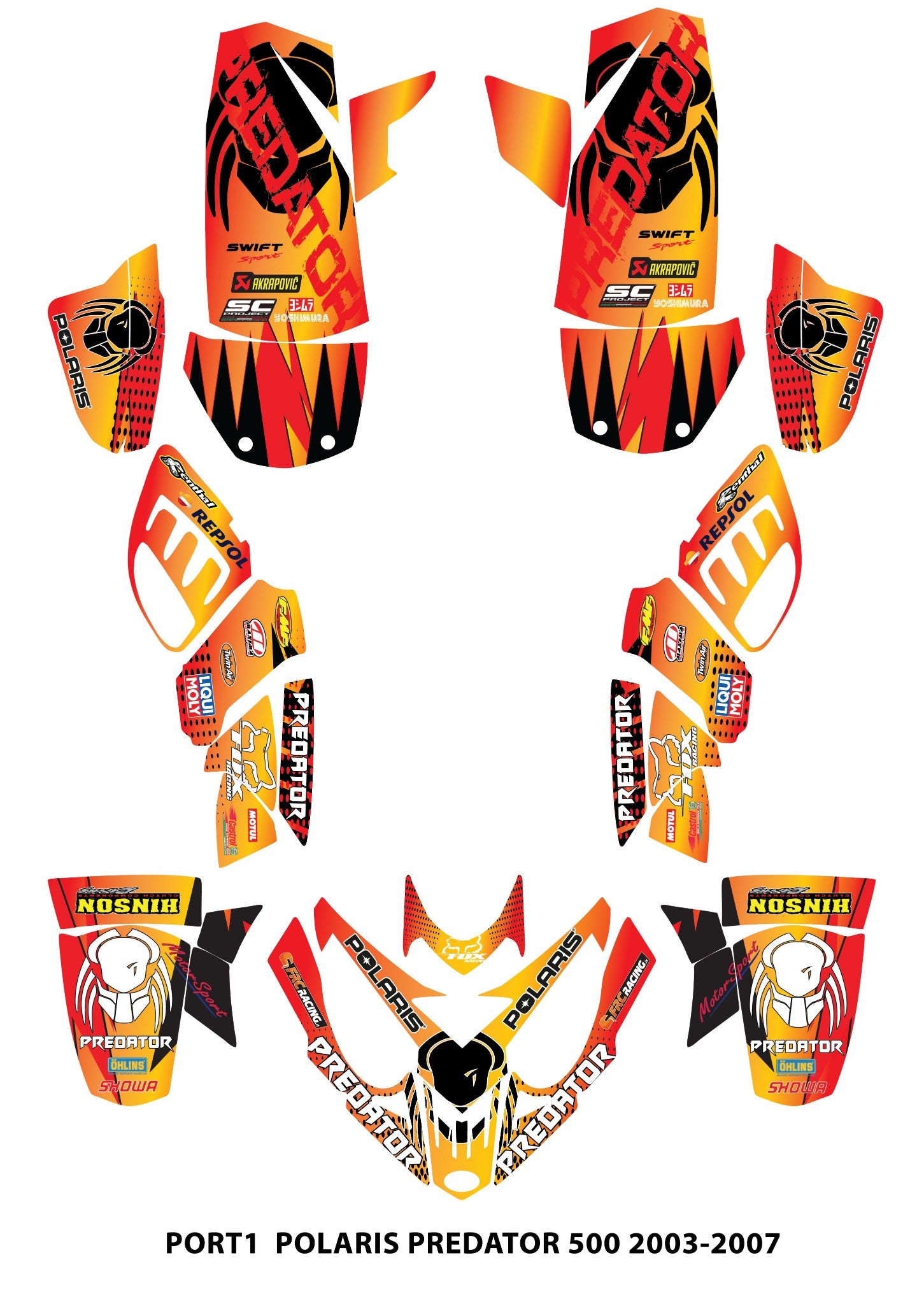 Graphics Kits Decals Stickers Race Team For POLARIS PREDATOR 500 2003-2007