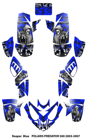 Graphics Kits Decals Stickers Reaper Blue For POLARIS PREDATOR 500 2003-2007