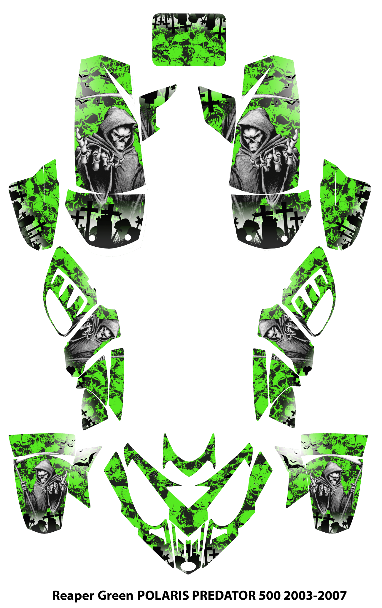 Graphics Kits Decals Stickers Reaper  Green For POLARIS PREDATOR 500 2003-2007