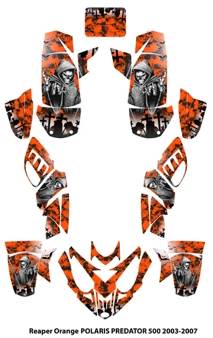 Graphics Kits Decals Stickers Reaper  Orange For POLARIS PREDATOR 500 2003-2007