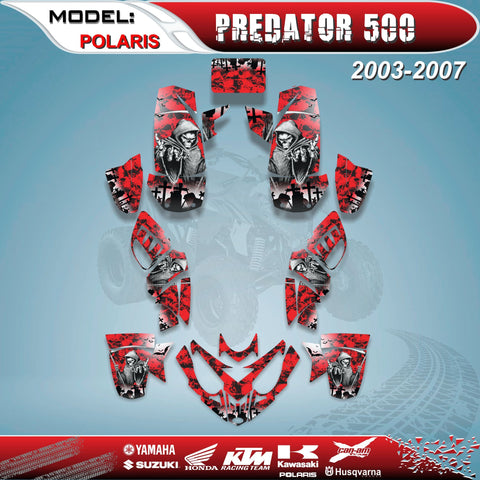 REAPER RED Graphics Kits Decals Stickers For POLARIS PREDATOR 500 2003-2007