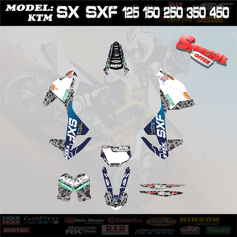 Graphics Kit Decals Racing Team Gray For KTM SX SXF 125 150 250 350 450 2016-18