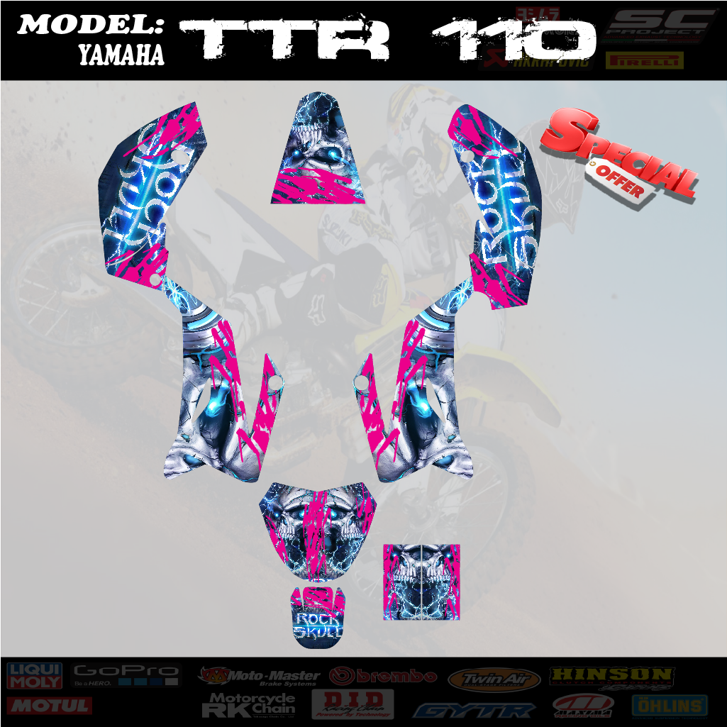 Graphics Kit Decals Skull For YAMAHA TTR 110 TTR110 2008-2019